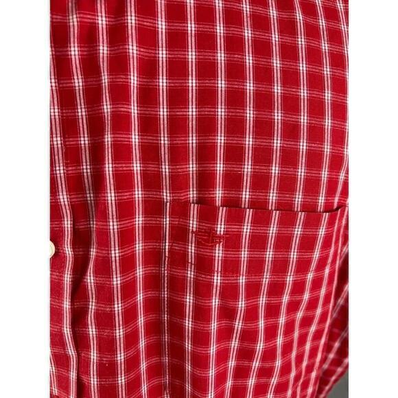 Men’s Dockers Button Up Shirt Size XXL Red Check Short Sleeve Casual EUC - Picture 5 of 5
